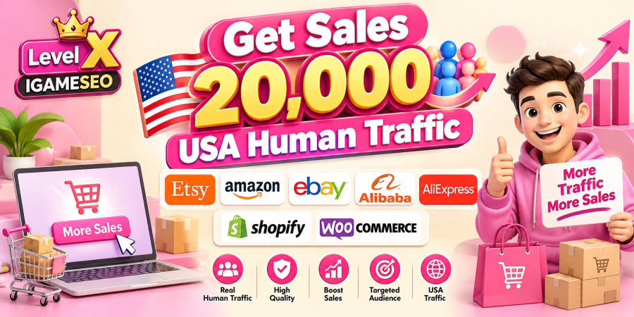 Get Sales 20,000 USA Human Traffic Etsy Amazon Ebay Alibaba AliExpress Ecommerce Shopify Woocommerce