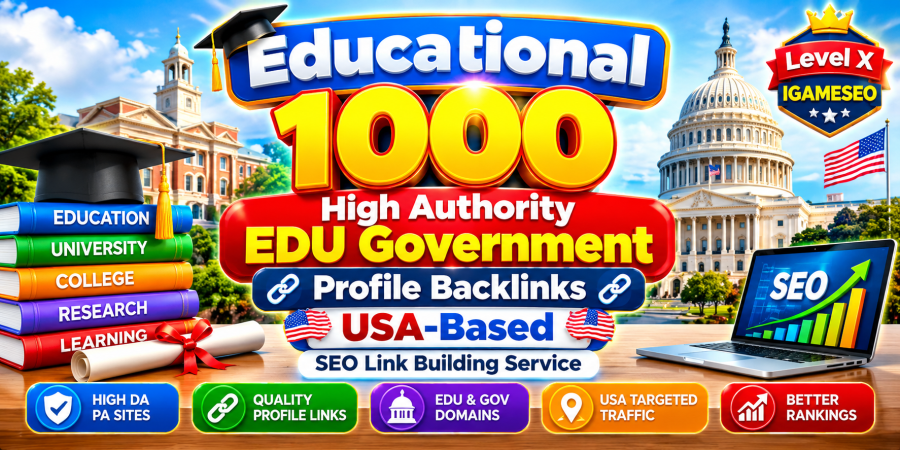 Educational 1000 High Authority EDU Government Profile Backlinks USA-Based SEO Link Building Service