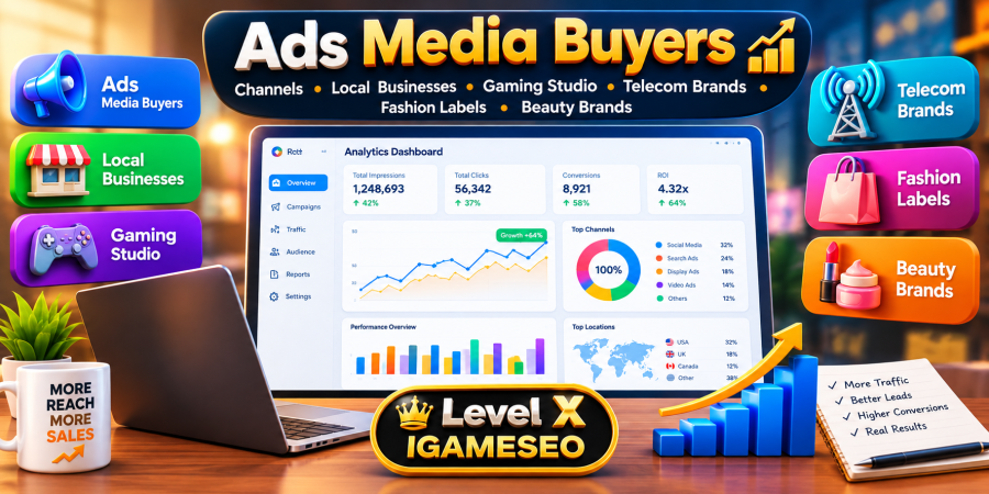 Ads Media Buyers Channels Local Businesses Gaming Studio Telecom Brands Fashion Labels Beauty Brands