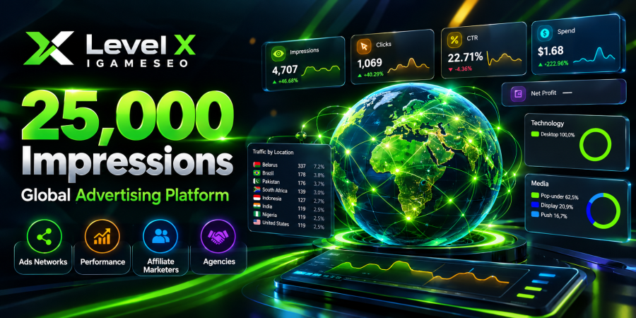 25,000 Impressions Global Advertising Platform Ads Networks Performance Affiliate Marketing Agencies