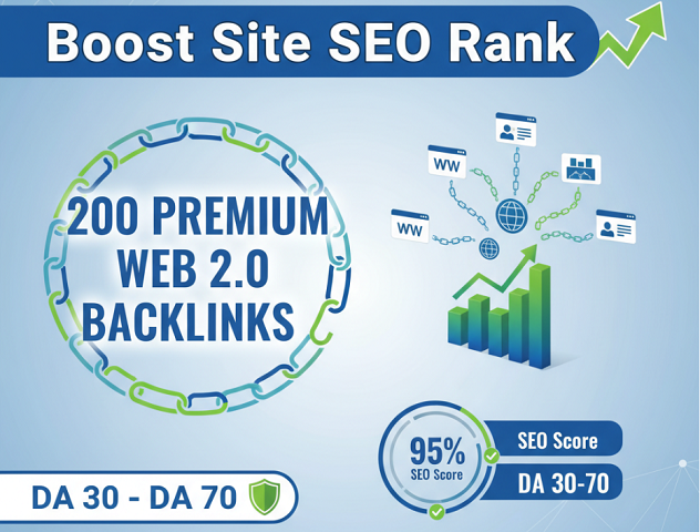 200 premium web 2.0 backlinks Da 30 to 70 all links accepted