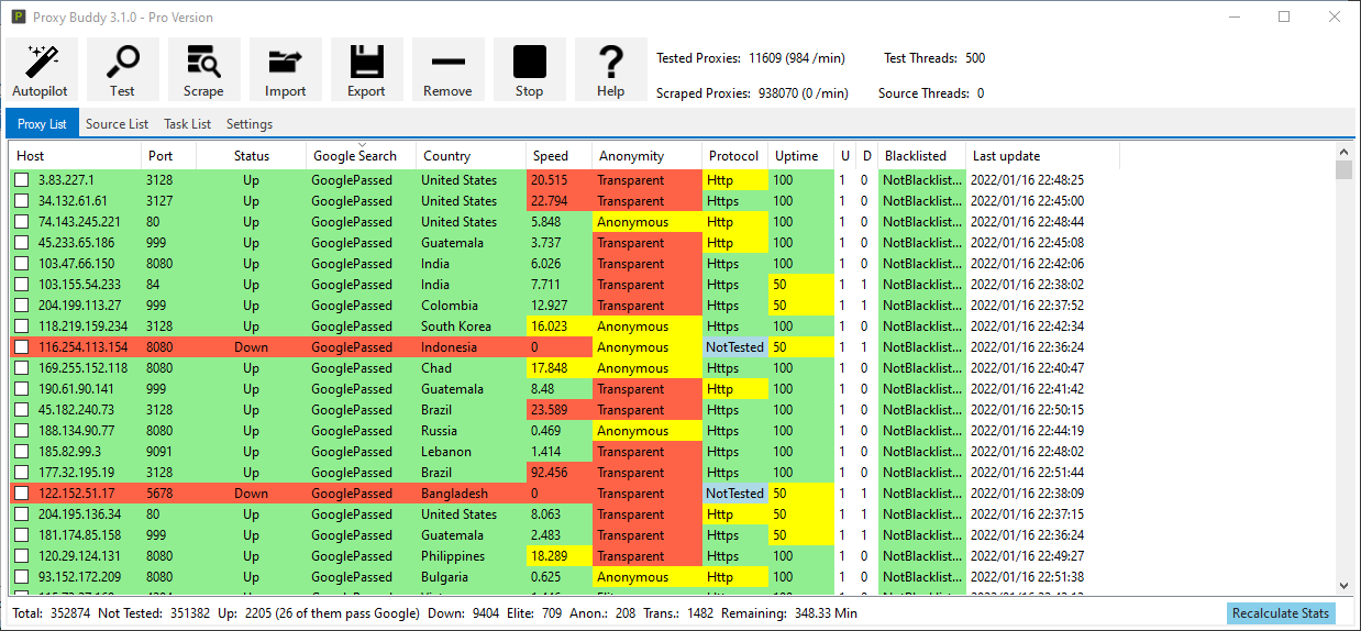 Fully Automated SEO Proxy Scraper and Tester (Harvest, Test, Filter, Export, Upload, Mail)