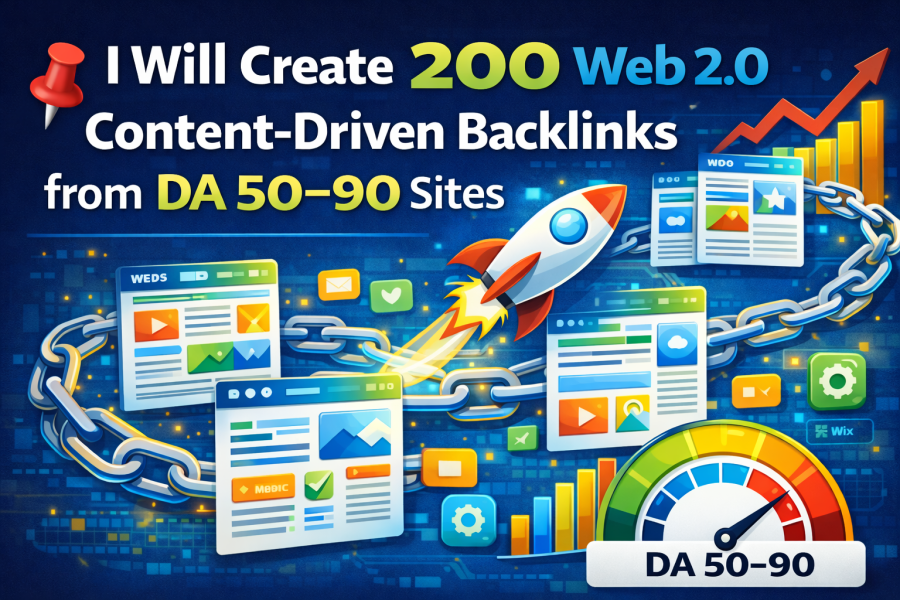 200 DA90 to 50 Web 2.0 Backlinks Created Manually for Strong SEO Ranking