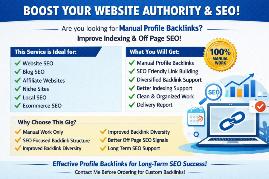create manual 2500 profile backlinks for Google ranking and SEO boost
