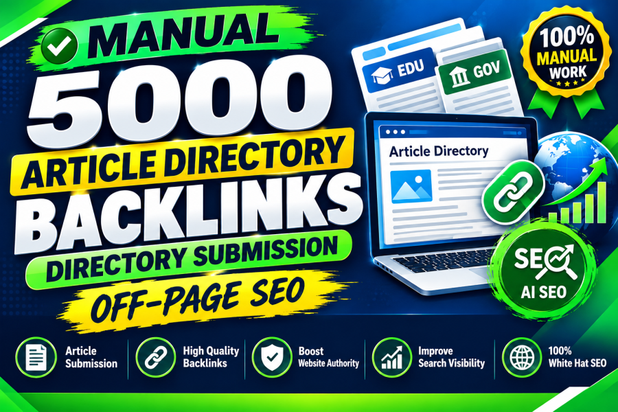 Manual 5000 Article directories backlinks rank AI seo