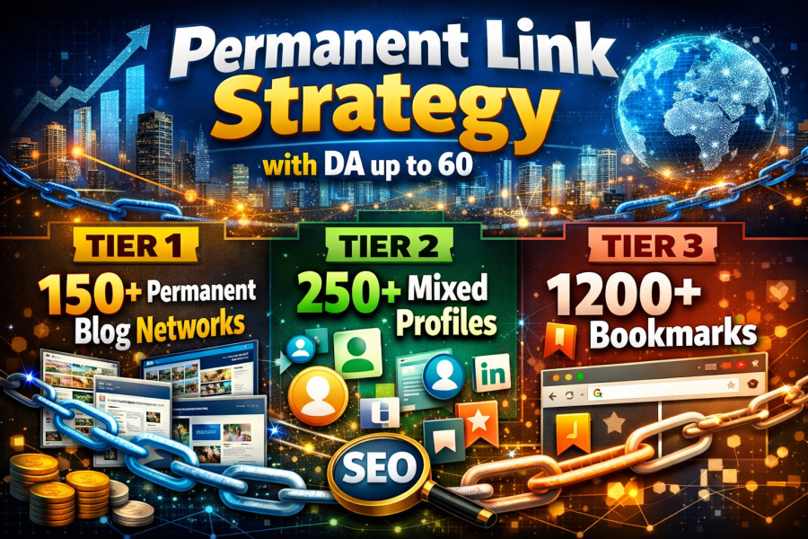 Permanent Link Strategy with PBN, Bookmarks Web 2.0, DA up to 60