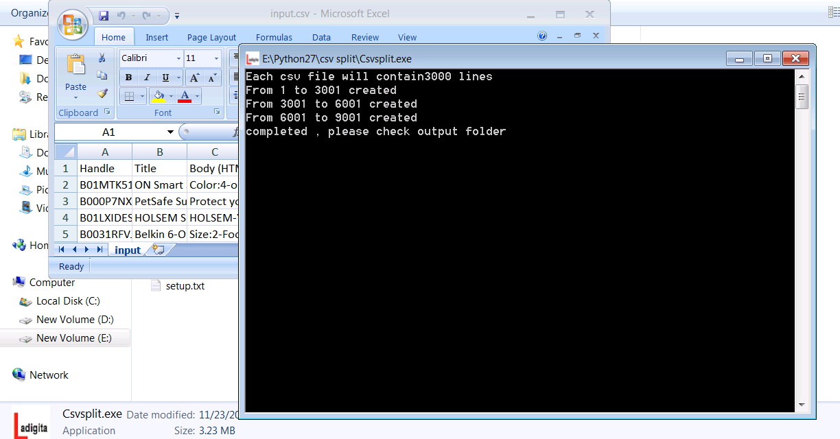 CSV file spliter,divide,cut CSV file 