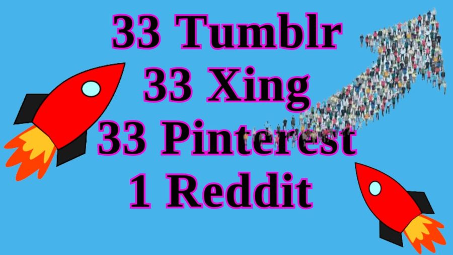 33 Tumblr, 1 Reddit + 33 Xing and 33 Pinterest to Your Link(URL)