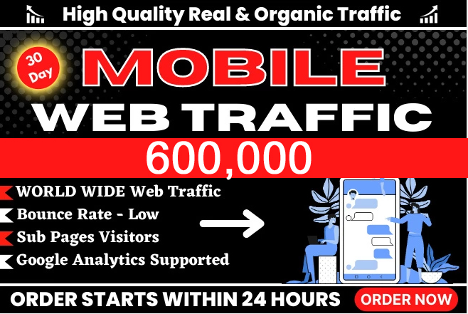 600K+ Targeted Mobile Visitors for Your Website - Guaranteed Organic Traffic!