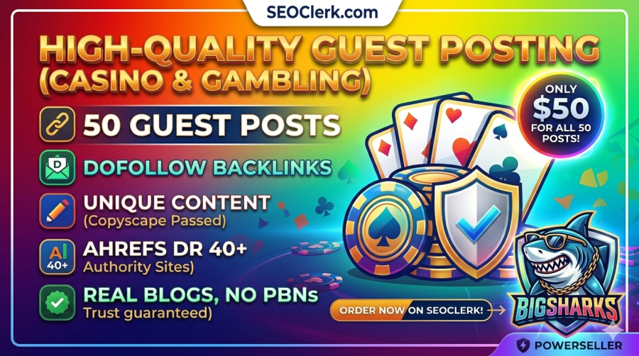 Quality 50 Guest Posts on Casino, Gambling and Betting Niche. Dofollow! Real Posts ! Not PBN Links