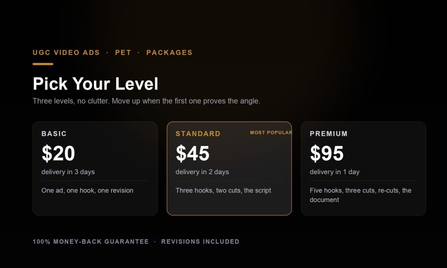I Will Create UGC Video Ads For Pet Products & Pet Supplements