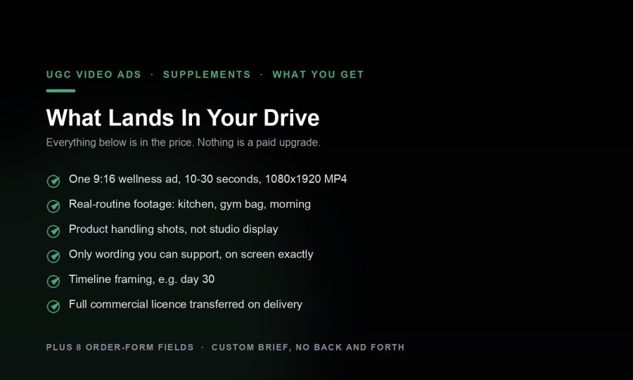 I Will Create UGC Video Ads For Supplements, Vitamins & Wellness Products