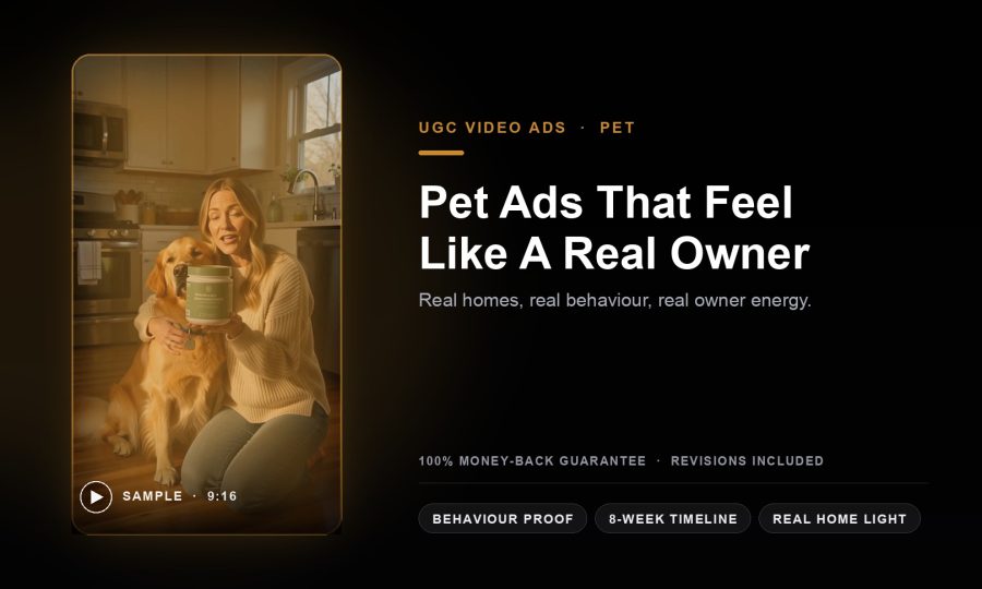 I Will Create UGC Video Ads For Pet Products & Pet Supplements