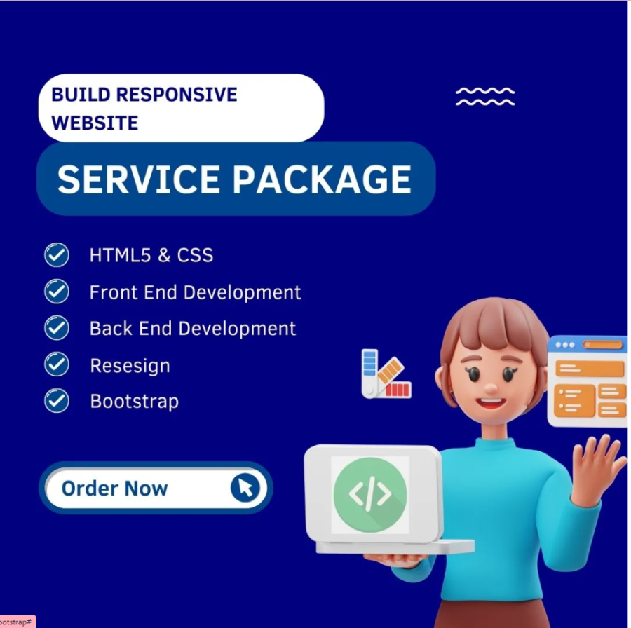 I will build a responsive website design html css and bootstrap