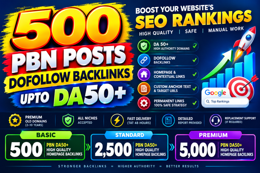 Make 500 PBN Posts Dofolow Backlinks Upto DA50
