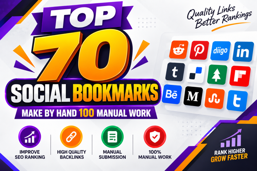 Top 70 Social Bookmarks Make By hand 100% Manual Work