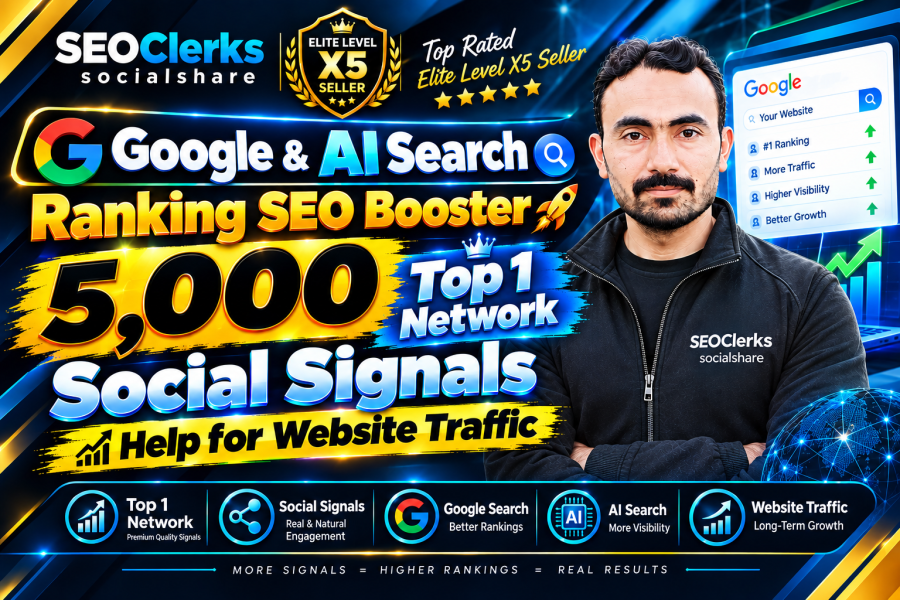 Google & AI Search Ranking SEO Booster 5,000 Top 1 Network Social Signals Help for Website Traffic