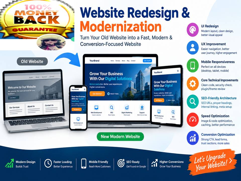 Website Redesign & Modernization &ndash; Transform Your Old Website into a Fast, Modern & Conversion-Focus