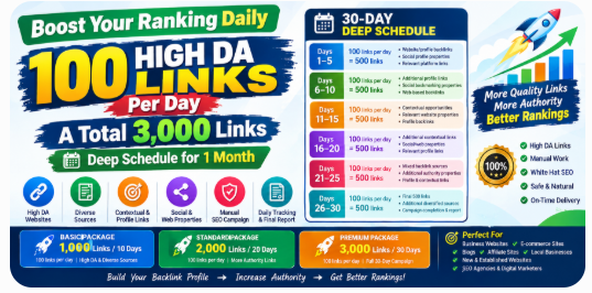 Boost Your Ranking Daily: 100 High DA Backlinks Per Day &ndash; 3,000 Links / 30 Days