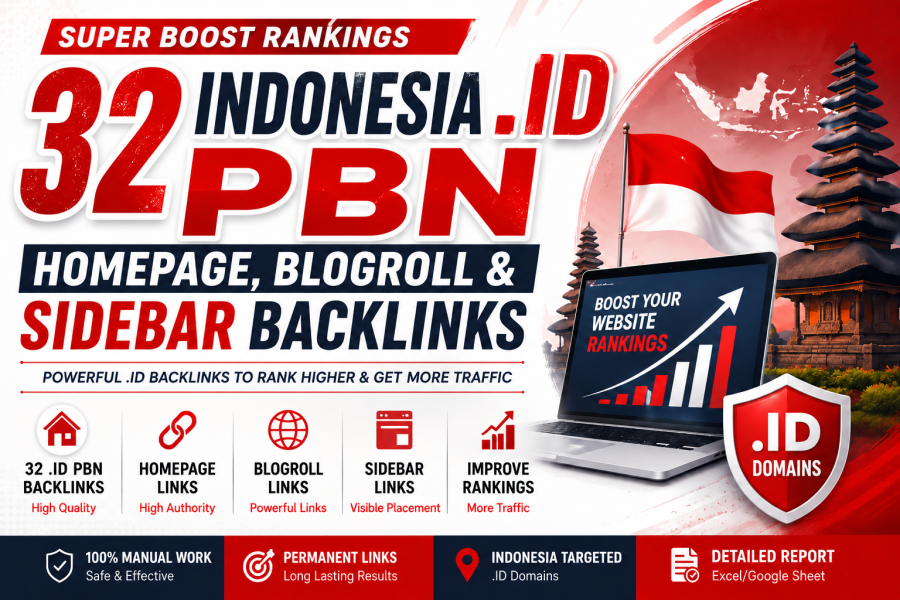 Super Boost Rankings 32 Indonesia. ID PBN Homepage blogroll Sidebar Backlinks