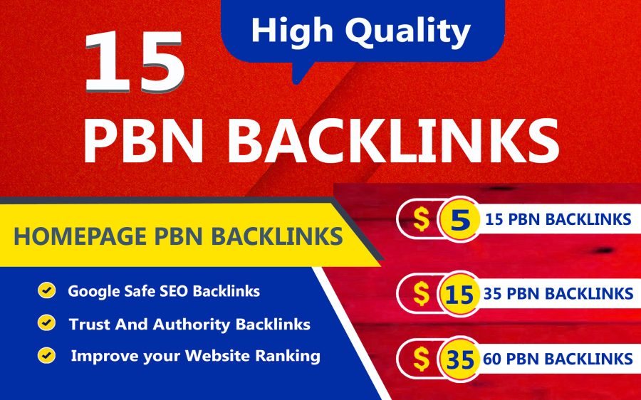 Build 15 High TF CF DA PA Homepage PBN Backlinks, Dofollow links