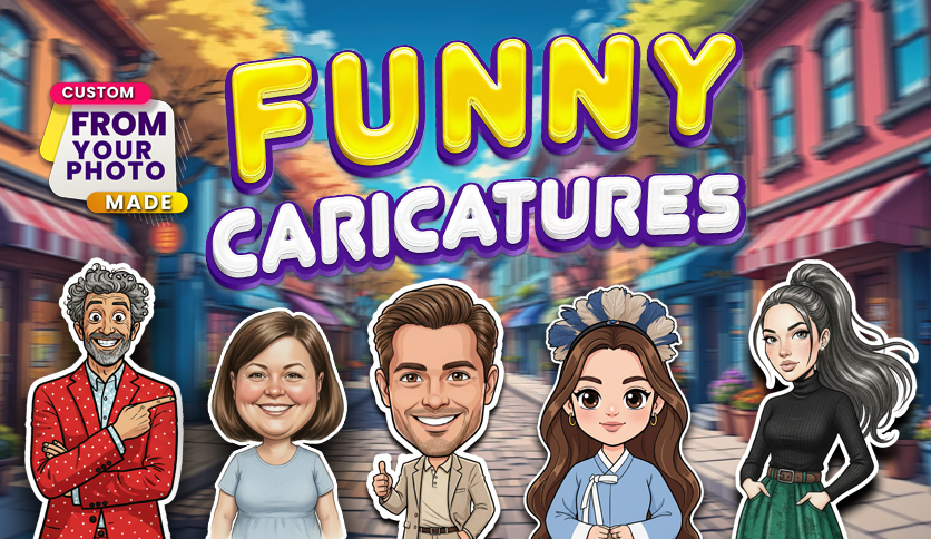Funny Caricatures from Your Photos | Custom Cartoon Portraits