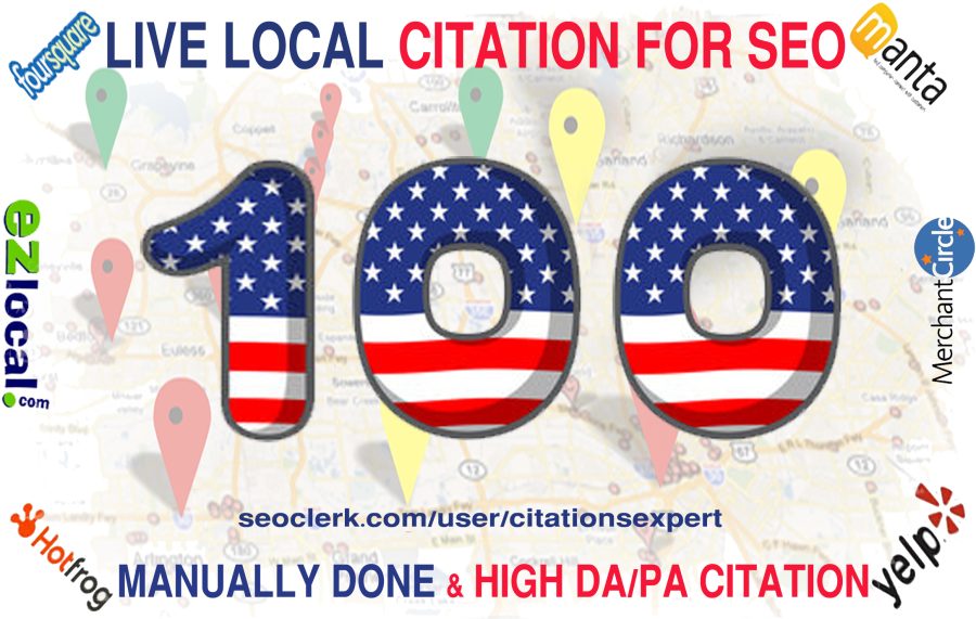 I will Create Manually TOP 100 USA/UK/CA/AU Live Local Citations. Money Back Guarantee!!