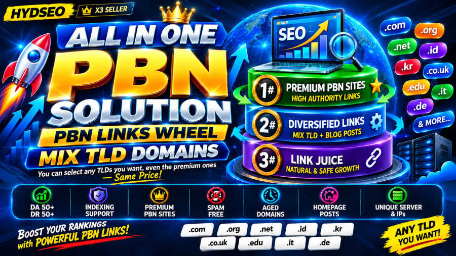 Premium PBN Link Wheel Backlinks DA 50+ DR 50+ - 700+ Words - MIX TLDs & Indexing Support