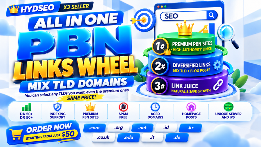 Premium PBN Link Wheel Backlinks DA 50+ DR 50+ - 700+ Words - MIX TLDs & Indexing Support