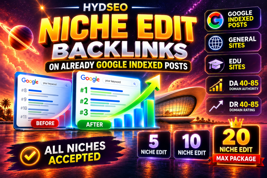 Legit 5 Niche Edit Backlinks on Google-Indexed Posts DA DR 40&ndash;85 General & EDU Sites
