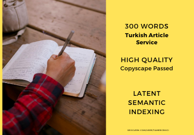 Quality, SEO Compatible, 300 Words Latent Semantic Indexing, Turkish Article Service