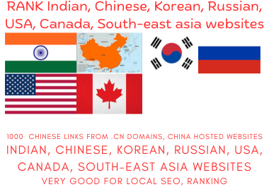 1000 backlinks from .CN, china hosted websites. MORE THAN 20 COUNTRIES AVAILABLE