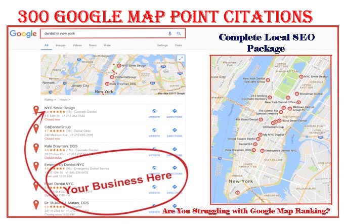do 300 google Map point citations for any country any location