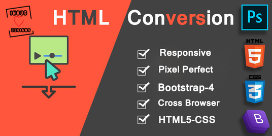 I will convert PSD to HTML, xd to HTML, figma to HTML responsive bootstrap5