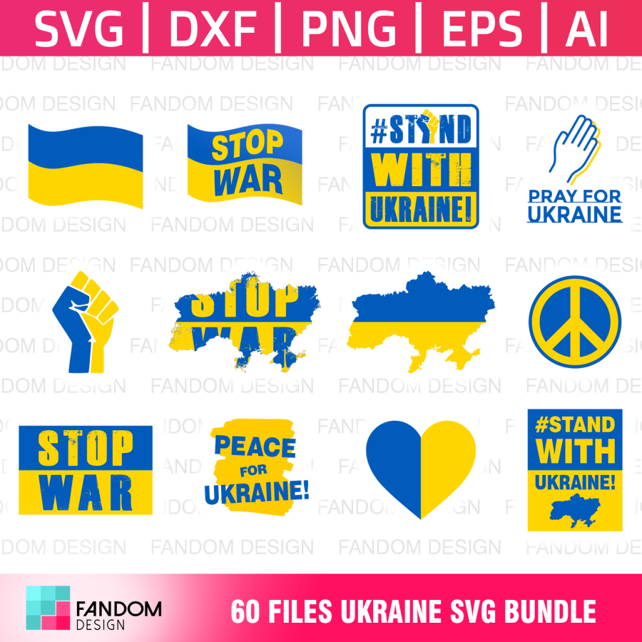 60 Stand With Ukraine SVG Bundle Files For Cricut, Silhouette Cameo, Printables