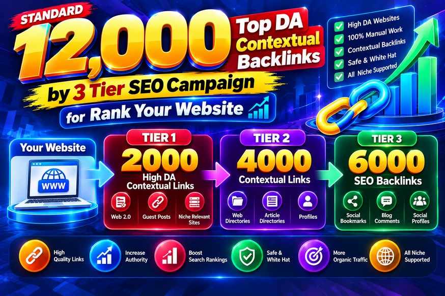 Get 8000 Top DA Contextual Backlinks by 3 Tier SEO Campaign for Rank Your Website