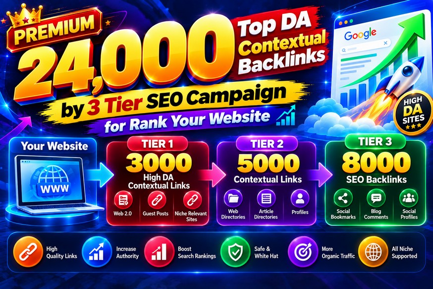 Get 8000 Top DA Contextual Backlinks by 3 Tier SEO Campaign for Rank Your Website