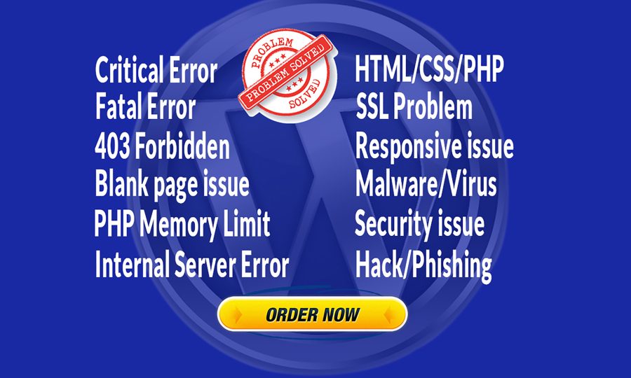 Fix WordPress critical error, fatal error, bug, issue