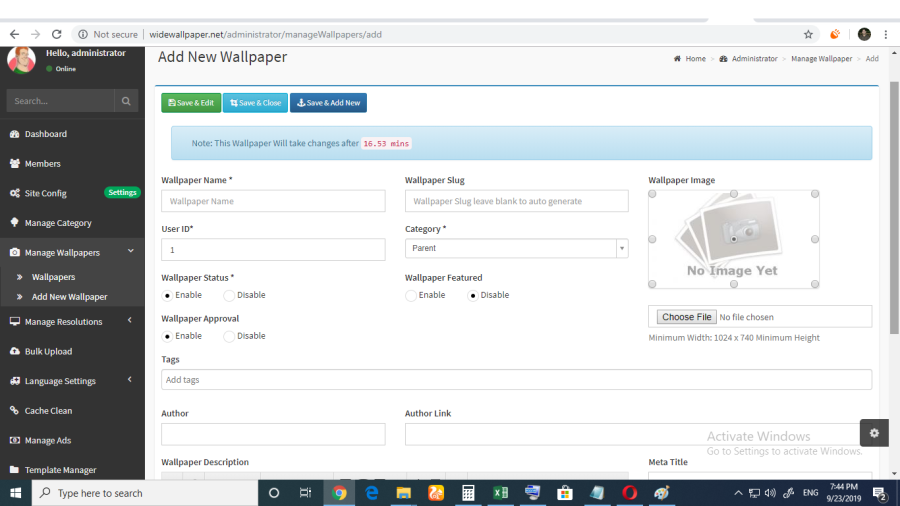 Free Unlimited earning Wallpapers, Photo gallery Website Script
