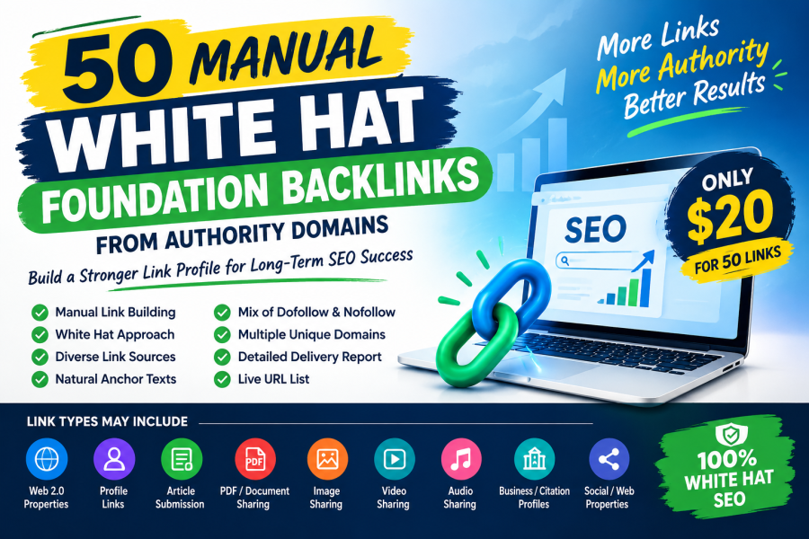 50 Manual White Hat Foundation Backlinks from Authority Domains