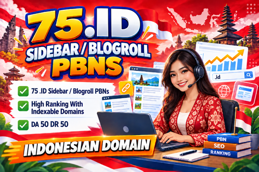 Create 75 .ID Sidebar and Blogroll PBN Backlinks DA DR 50 Indexable Domains