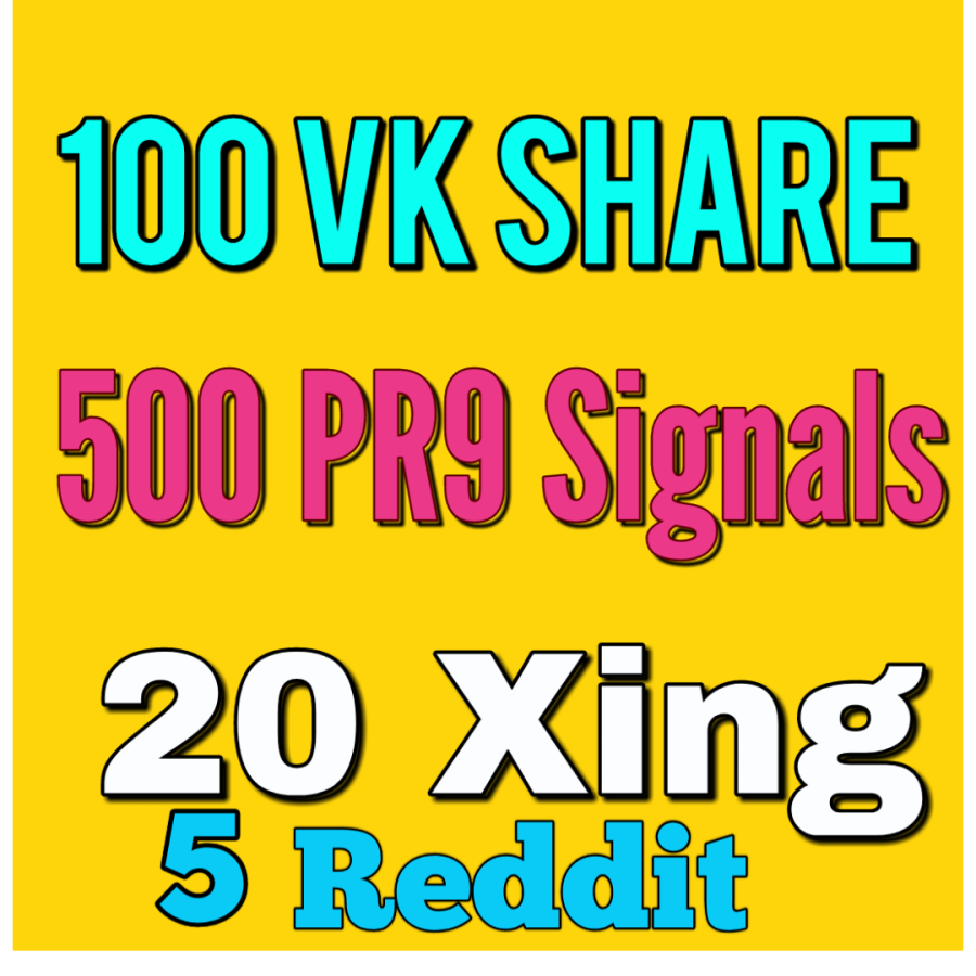 100 Vk Share 500 PR9 And 20 Xing or 5 Reddit social bookmarking Real Seo Social Signals