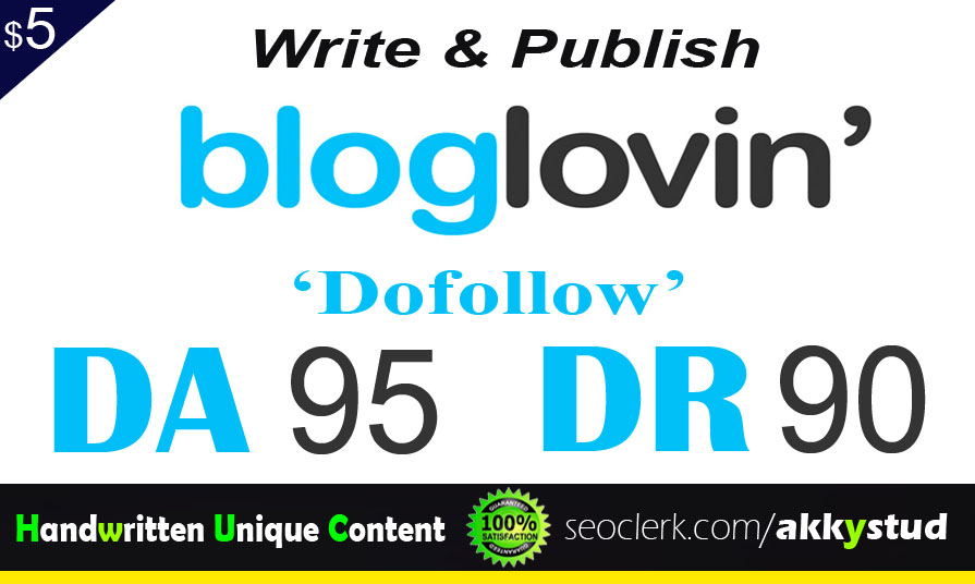 I will publish UNIQUE guest post on " Bloglovin" DA-95