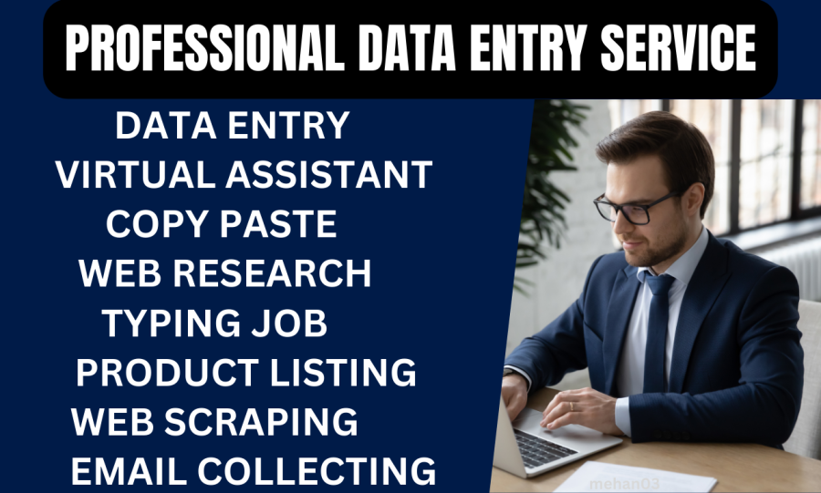 I will do data entry, web research, web scraping, copy paste, typing, excel data entry