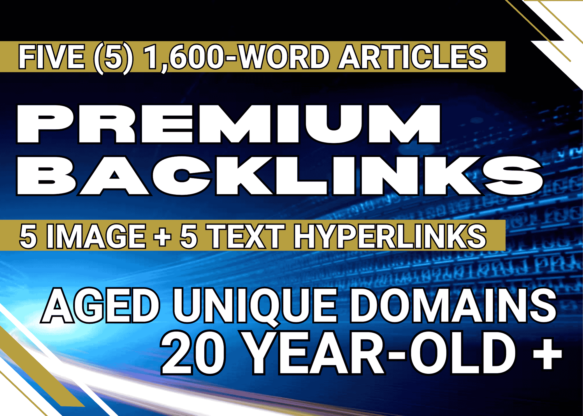 Premium Do-Follow Backlinks, Unique & Aged Domains, 5 Image & 5 Text Links, 5 Articles, Targeted SEO