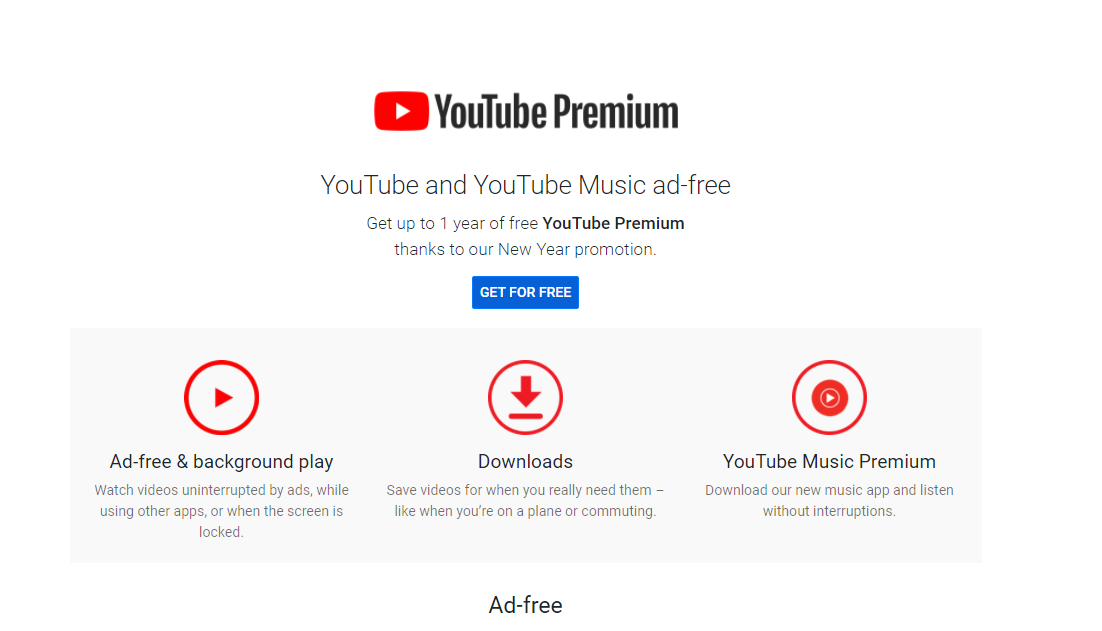 YouTube Premium landing page for cpa offers (high EPC) for all cpa networks