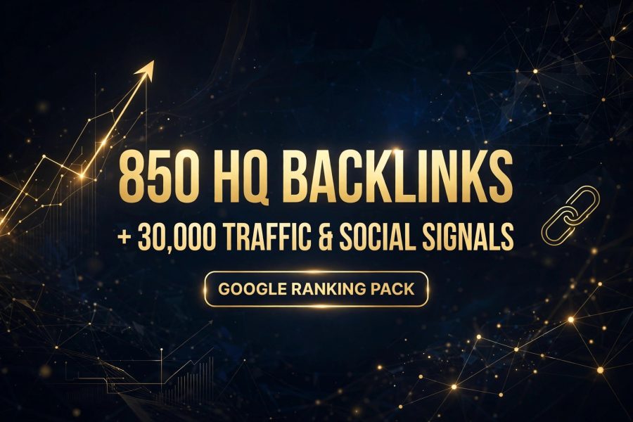 850 High Quality Backlinks + 15,000 Website Traffic & Social Signals Google Ranking Pack