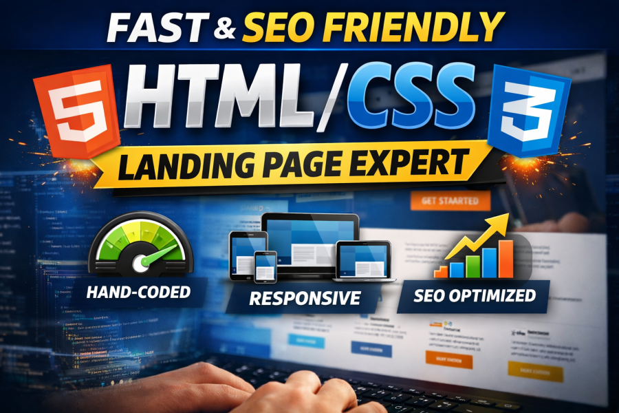 I will code a fast responsive SEO friendly HTML CSS landing page