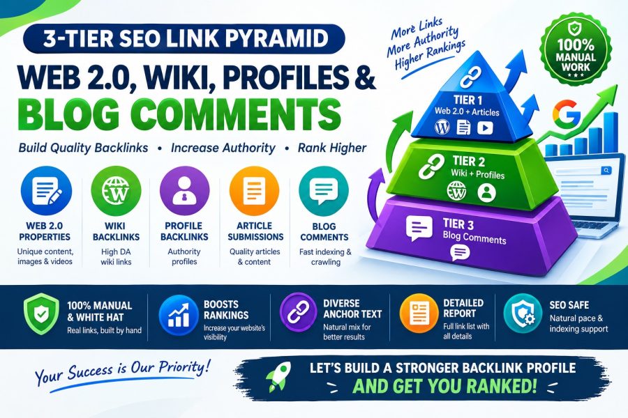Build a Powerful 3-Tier SEO Link Pyramid: Web 2.0, Wiki, Profiles & Blog Comments