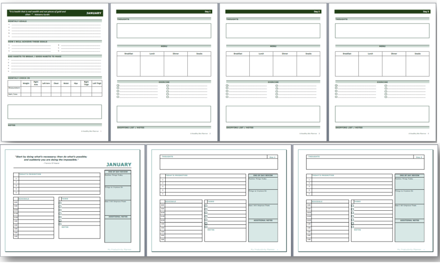 give 14 Printable daily Planners & Bullet Journals